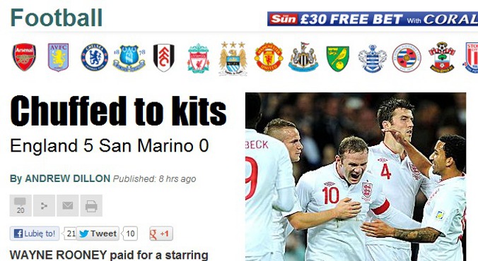 Angielska prasa: Znokautowany Walcott i genialny Rooney