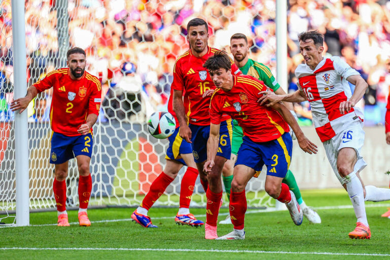 BERLIN 15.06.2024
MECZ I RUNDA GRUPA B MISTRZOSTW EUROPY 2024: HISZPANIA - CHORWACJA --- FIRST ROUND GROUP B UEFA EURO 2024 MATCH IN BERLIN: SPAIN - CROATIA
NZ DANI CARVAJAL ROBIN LE NORMAND ANTE BUDIMIR RODRI 
FOT. PATRYK PINDRAL/400MM.PL