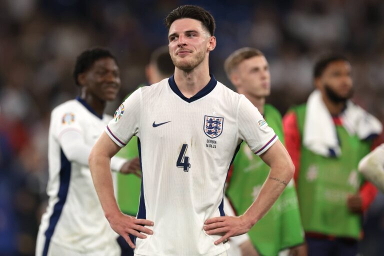 June 16, 2024, Gelsenkirchen: Gelsenkirchen, Germany, 16th June 2024. Declan Rice of England reacts following the final whistle of the UEFA European Championships match at Arena Aufschalke, Gelsenkirchen. (Credit Image: � Jonathan Moscrop/CSM via ZUMA Press Wire) 
UEFA EURO NIEMCY 2024
ME MISTRZOSTWA EUROPY W PILCE NOZNEJ PILKA NOZNA
SERBIA v ANGLIA
FOT. ZUMA/newspix.pl / 400mm.pl

POLAND ONLY !!!
---
newspix.pl / 400mm.pl