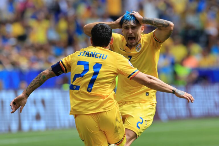 June 17, 2024, Munich, Bavaria, Germany: 17th June 2024; Munich Football Arena, Munich, Germany; Euro 2024 Group E Football, Romania versus Ukraine; Nicolae Stanciu (rom) celebrates his goal for 1-0 in the 29th minute with Andrei Ratiu (Credit Image: © Pierre Teyssot/Action Plus Sports via ZUMA Press Wire) 
PILKA NOZNA EURO MISTRZOSTWA EUROPY RUMUNIA - UKRAINA
FOT. ZUMA/newspix.pl / 400mm.pl
POLAND ONLY!
---
newspix.pl / 400mm.pl