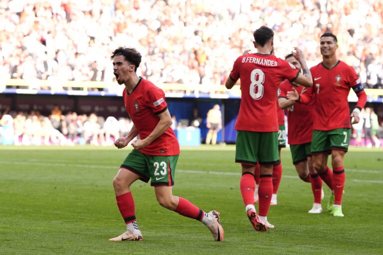 June 22, 2024, Dortmund, Germany: Portugal&#039; celebration of Vitinha after the own goal for the 0-2 during the Euro 2024 soccer match between Turkey and Portugal at the Signal Iduna Park, Dortmund, Germany - Saturday June 22 , 2024. Sport - Soccer . (Photo by Fabio Ferrari/LaPresse) (Credit Image: © Fabio Ferrari/LaPresse via ZUMA Press) 
UEFA EURO NIEMCY 2024
ME MISTRZOSTWA EUROPY W PILCE NOZNEJ PILKA NOZNA
TURCJA v PORTUGALIA
FOT. ZUMA/newspix.pl / 400mm.pl

POLAND ONLY !!!
---
newspix.pl / 400mm.pl