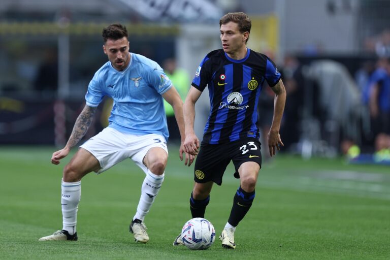 Mario Gila of Ss Lazio and Nicolo Barella of Fc Internazionale  battle for the ball during the  Serie A match beetween Fc Internazionale and Ss Lazio at Stadio Giuseppe Meazza on May 19, 2024 in Milan  Italy .  (Photo by sportinfoto/DeFodi Images) 
LIGA WLOSKA PILKA NOZNA SEZON 2023/2024
FOT.DEFODI IMAGES/newspix.pl / 400mm.pl
POLAND ONLY!

---
newspix.pl / 400mm.pl