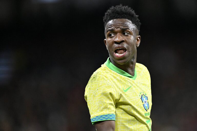 MADRID, SPAIN - MARCH 26: Vinicius Junior (21) of Brazil in action during the friendly match between Spain and Brazil at the Santiago Bernabeu Stadium in Madrid, Spain on March 26, 2024. The friendly match organized due to Real Madrid star football player Vinicius Junior, has been targeted with racist attacks by the fans. Burak Akbulut / Anadolu 
MECZ TOWARZYSKI PILKA NOZNA 
 MECZ HISZPANIA VS BRAZYLIA
FOT. ABACA/newspix.pl / 400mm.pl
POLAND ONLY!
---
newspix.pl / 400mm.pl