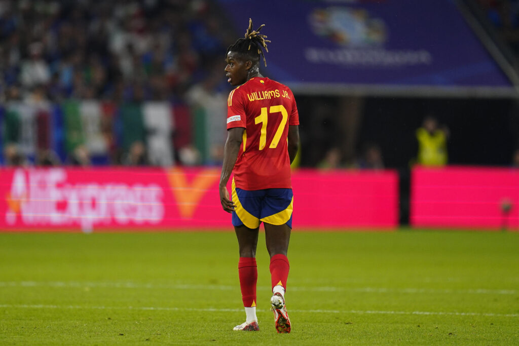 Nico Williams of Spain during the UEFA Euro 2024 match between Spain and Italy, Group B, date 2, played at Veltins-Arena stadium on June 20, 2024 in Gelsenkirchen, Germany. (Photo by Sergio Ruiz / PRESSINPHOTO) 
MISTRZOSTWA EUROPY W PILCE NOZNEJ EURO 2024 MECZ HISZPANIA VS WLOCHY
FOT.PRESSINPHOTO/newspix.pl / 400mm.pl
POLAND ONLY!
---
newspix.pl / 400mm.pl
