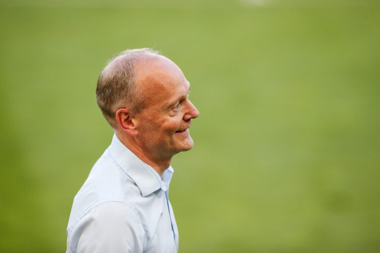 Gdansk,  25.07.2019
LIGA EUROPY PILKA NOZNA MECZ Lechia Gdansk - BRONDBY IF 
EUROPE LEAGUE FOOTBALL GAME Lechia Gdansk - BRONDBY IF
NZ trener niels frederiksen coach , 
FOT. WOJCIECH FIGURSKI / 400mm.pl