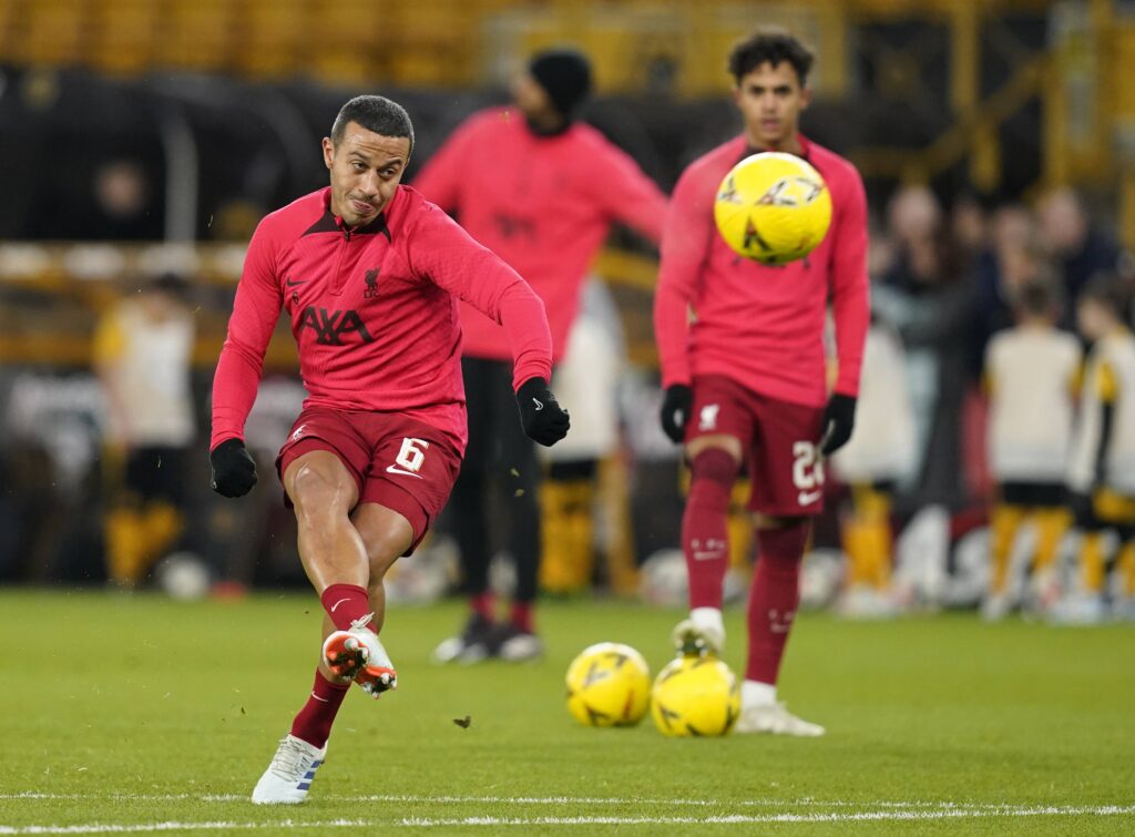 January 17, 2023, Wolverhampton: Wolverhampton, England, 17th January 2023. Thiago Alcantara of Liverpool warms up before the The FA Cup third round replay match at Molineux, Wolverhampton. (Credit Image: © Andrew Yates/CSM via ZUMA Press Wire) 
PUCHAR ANGLII PILKA NOZNA SEZON 2022/2023

FOT. ZUMA/newspix.pl / 400mm.pl
POLAND ONLY!
---
newspix.pl / 400mm.pl