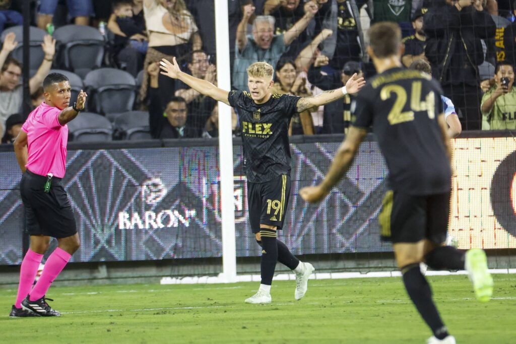 August 23, 2023, Los Angeles, California, United States: Los Angeles FC&#039;s Mateusz Bogusz (C) celebrates his goal during an MLS soccer match between the Colorado Rapids and the Los Angeles FC, Aug. 23, 2023, in Los Angeles. (Credit Image: © Ringo Chiu/ZUMA Press Wire) 
LIGA MLS PILKA NOZNA
FOT. ZUMA/newspix.pl / 400mm.pl

POLAND ONLY !!!
---
newspix.pl / 400mm.pl