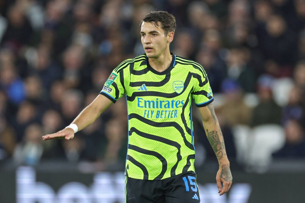 November 1, 2023, London, England, United Kingdom: Jakub Kiwior #15 of Arsenal during the Carabao Cup Fourth Round match West Ham United vs Arsenal at London Stadium, London, United Kingdom, 1st November 2023. (Credit Image: © Mark Cosgrove/News Images via ZUMA Press Wire) 
PUCHAR LIGI ANGIELSKIEJ PILKA NOZNA SEZON 2023/2024!
FOT. ZUMA/newspix.pl / 400mm.pl

POLAND ONLY !!!
---
newspix.pl / 400mm.pl