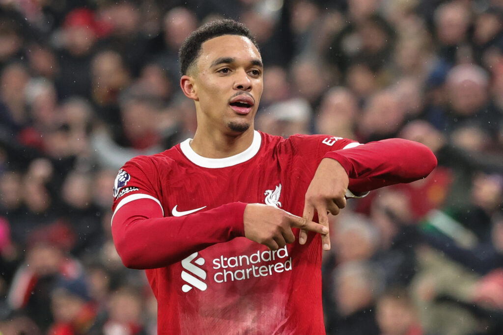 December 3, 2023, Liverpool, Merseyside, United Kingdom: Trent Alexander-Arnold #66 of Liverpool celebrates his goal to make it 4-3 during the Premier League match Liverpool vs Fulham at Anfield, Liverpool, United Kingdom, 3rd December 2023. (Credit Image: © Mark Cosgrove/News Images via ZUMA Press Wire)
LIGA ANGIELSKA PILKA NOZNA SEZON 2023/2024
FOT. ZUMA/newspix.pl / 400mm.pl
POLAND ONLY!
---
newspix.pl / 400mm.pl