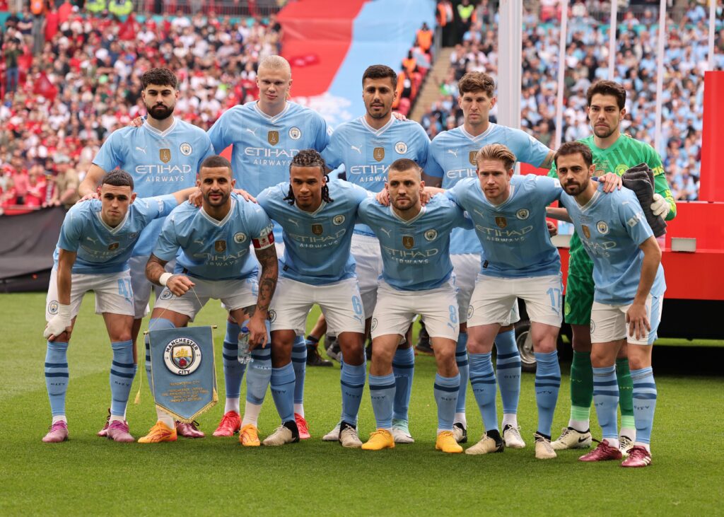 May 25, 2024, London: London, England, 25th May 2024. Manchester City starting eleven during the The FA Cup match at Wembley Stadium, London. (Credit Image: � David Klein/CSM via ZUMA Press Wire) 
PILKA NOZNA PUCHAR ANGLII
FOT. ZUMA/newspix.pl / 400mm.pl
POLAND ONLY!
---
newspix.pl / 400mm.pl