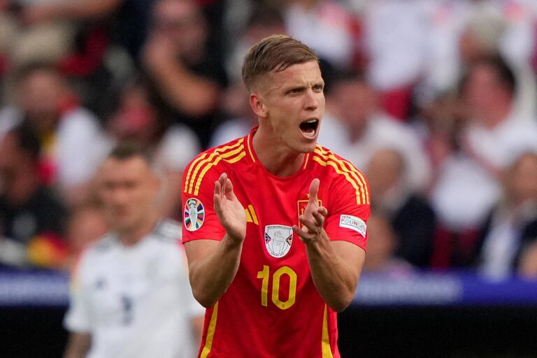 July 5, 2024, Stuttgart, Germany, Germany: Spain&#039;s Dani Olmo celebrates after scoring 1-0 during the Euro 2024 soccer match between Spain and Germany at the Stuttgart Arena , Stuttgart , Germany - Friday 05  july  2024. Sport - Soccer . (Photo by Spada/LaPresse) (Credit Image: © Spada/LaPresse via ZUMA Press) 
PILKA NOZNA EURO MISTRZOSTWA EUROPY NIEMCY - HISZPANIA