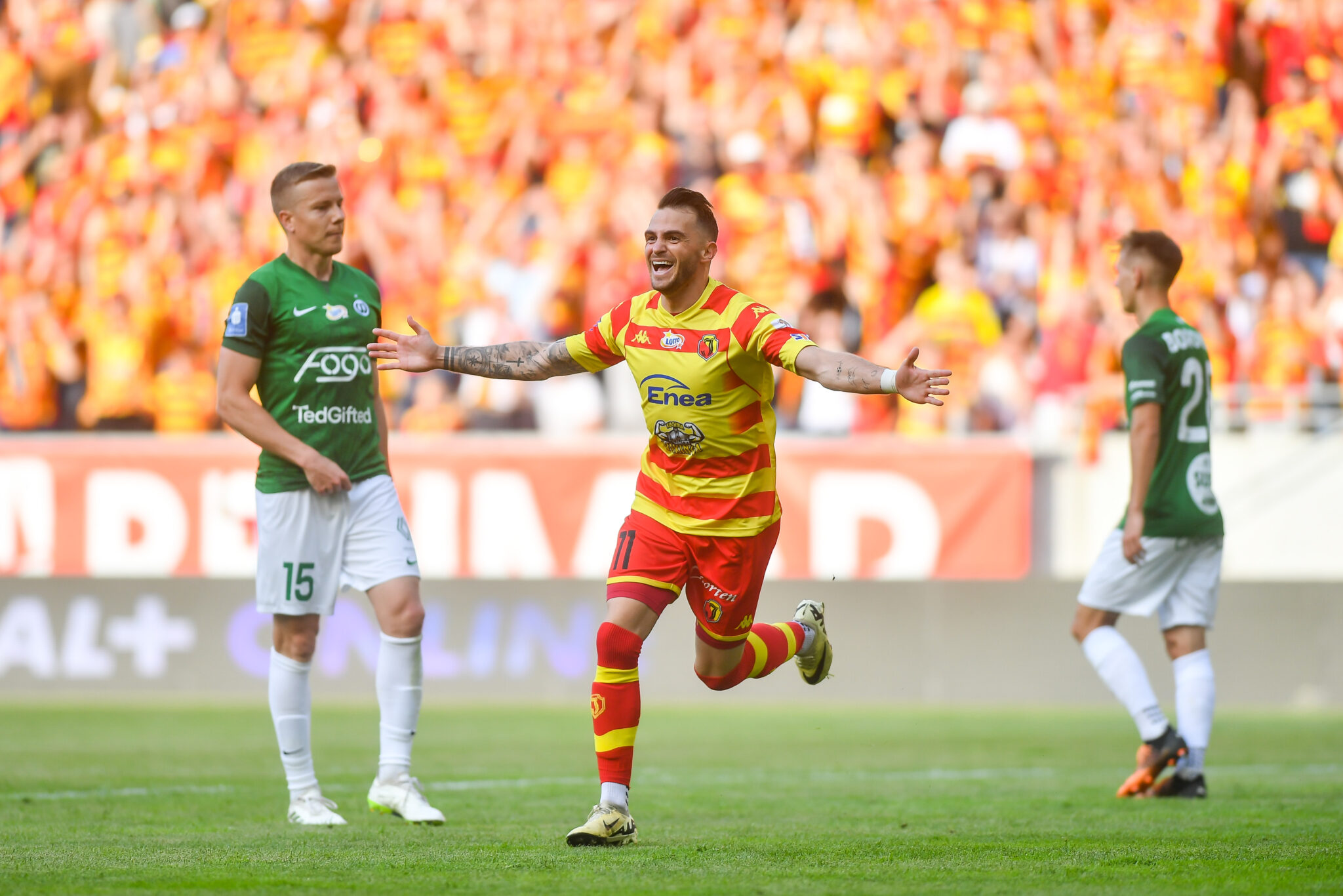 BIALYSTOK 25.05.2024
MECZ 34. KOLEJKA PKO EKSTRAKLASA SEZON 2023/24: JAGIELLONIA BIALYSTOK - WARTA POZNAN ---  POLISH FOOTBALL TOP LEAGUE MATCH
JESUS IMAZ RADOSC CELEBRATION
FOT. JACEK PRONDZYNSKI/400mm.pl