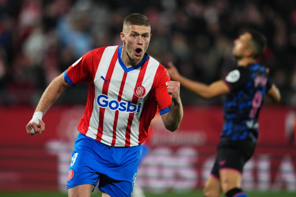 Artem Dovbyk of Girona FC celebrates after scoring the 2-1 during the La Liga EA Sports match between Girona FC and Sevilla FC played at Montilivi Stadium on January 21, 2024 in Girona, Spain. (Photo by Bagu Blanco / PRESSINPHOTO)
LIGA HISZPANSKA PILKA NOZNA SEZON 2023/2024 
FOT.PRESSINPHOTO/newspix.pl / 400mm.pl
POLAND ONLY!
---
newspix.pl / 400mm.pl