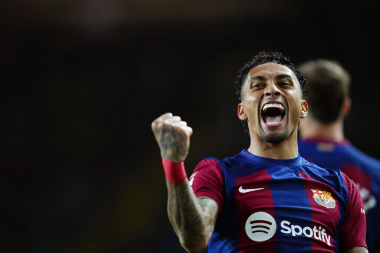 Raphael Dias Belloli Raphinha of FC Barcelona celebrates after scoring the 1-0 during the La Liga EA Sports match between FC Barcelona and UD Las Palmas played at Lluis Companys Stadium on March 30, 2024 in Barcelona, Spain. (Photo by Bagu Blanco / PRESSINPHOTO) 
LIGA HISZPANSKA PILKA NOZNA SEZON 2023/2024 
FOT. PRESSINPHOTO/newspix.pl / 400mm.pl

POLAND ONLY !!!
---
newspix.pl / 400mm.pl