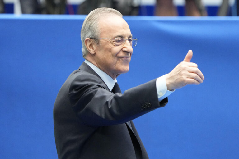 Real Madrid president Florentino Perez during the Kylian Mbappe presentation at Santiago Bernabeu Stadium on July 16, 2024 in Madrid, Spain. (Photo by Cesar Cebolla / PRESSINPHOTO) 
PREZENTACJA PILKARZA REAL MADRYT TRANSFER
FOT.PRESSINPHOTO/newspix.pl / 400mm.pl
POLAND ONLY!
---
newspix.pl / 400mm.pl