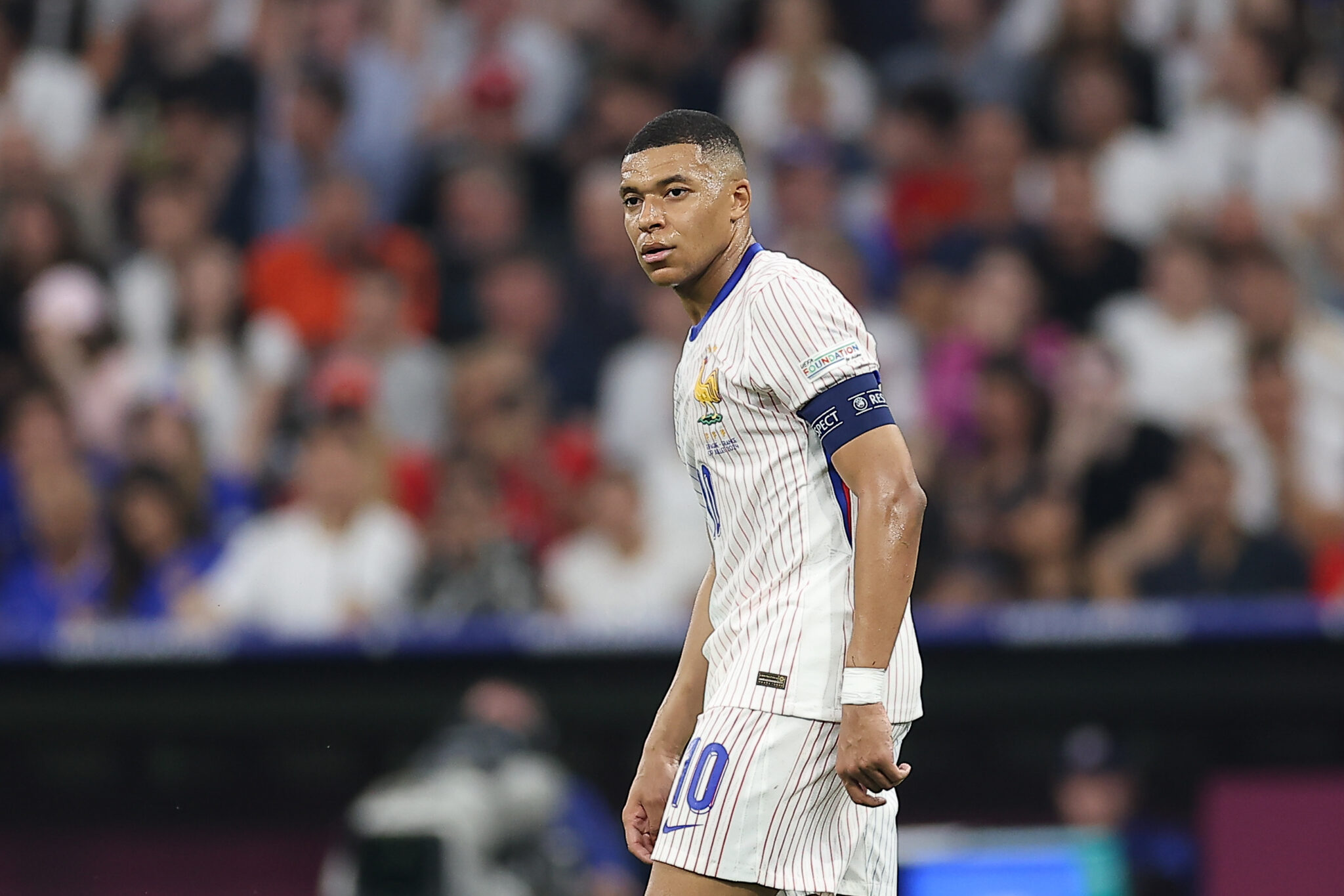 Kylian Mbappe of France seen during the UEFA EURO 2024  match between Spain and France at Allianz Arena (Munich).
Final score: Full time, Spain 2:1 France