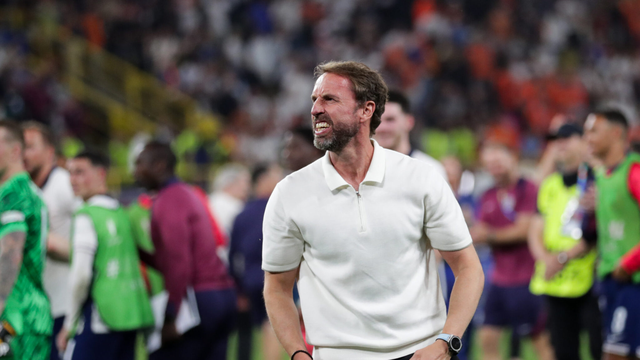 Coach  Gareth Southgate of England seen during the UEFA EURO 2024  match between Netherlahds and England at Signal Iduna Park (Dortmund).
Final score: Full time, Netherlands 1:2 England