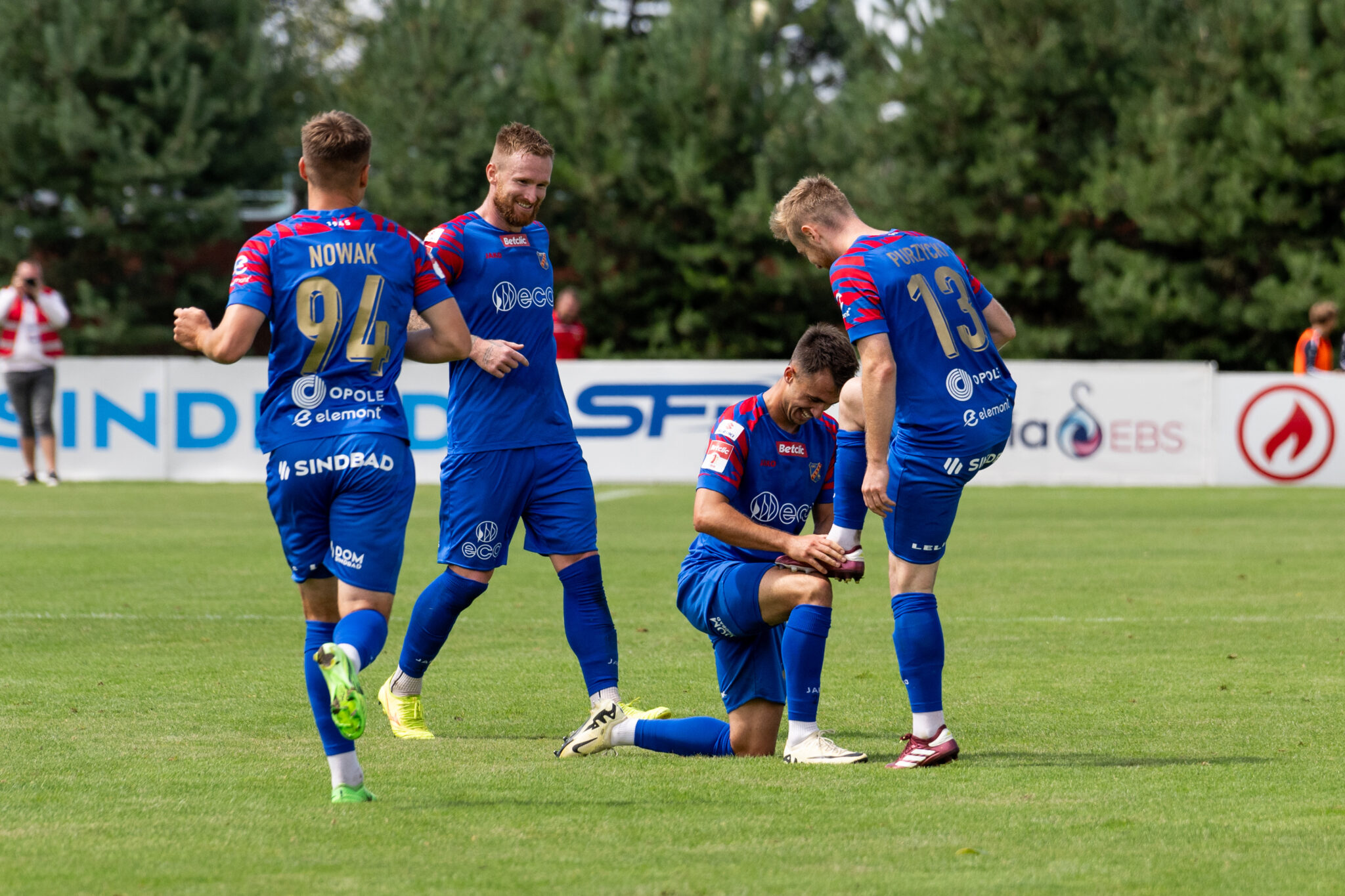 Opole 28.07.2024
MECZ 2. KOLEJKA BETCLIC I LIGA SEZON 2024/25 --- POLISH FIRST LEAGUE FOOTBALL MATCH: ODRA OPOLE - POGON SIEDLCE
Kondrad Nowak , Jiri Piroch , Piotr Zemlo , Adrian Purzycki , radosc po strzelonej bramce
FOT. PAWEL LIPNICKI / 400mm.pl