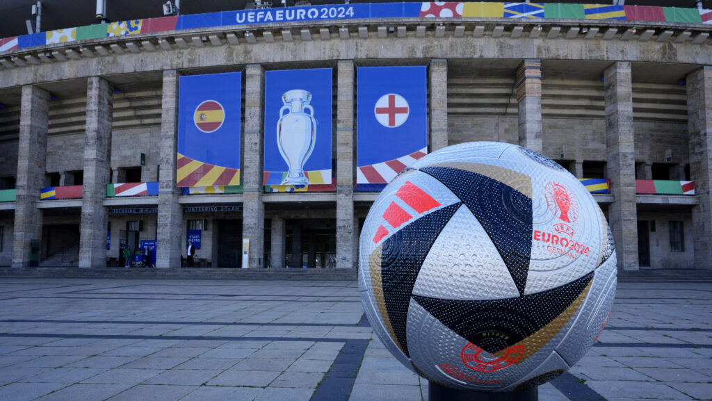 Outside on the main concourse at the Olympiastadion in Berlin, Germany, ahead of the UEFA Euro 2024 final between Spain and England on Sunday. Picture date: Saturday July 13, 2024.,Image: 889504070, License: Rights-managed, Restrictions: Use subject to restrictions. Editorial use only, no commercial use without prior consent from rights holder., Model Release: no, Credit line: Nick Potts / PA Images / Forum