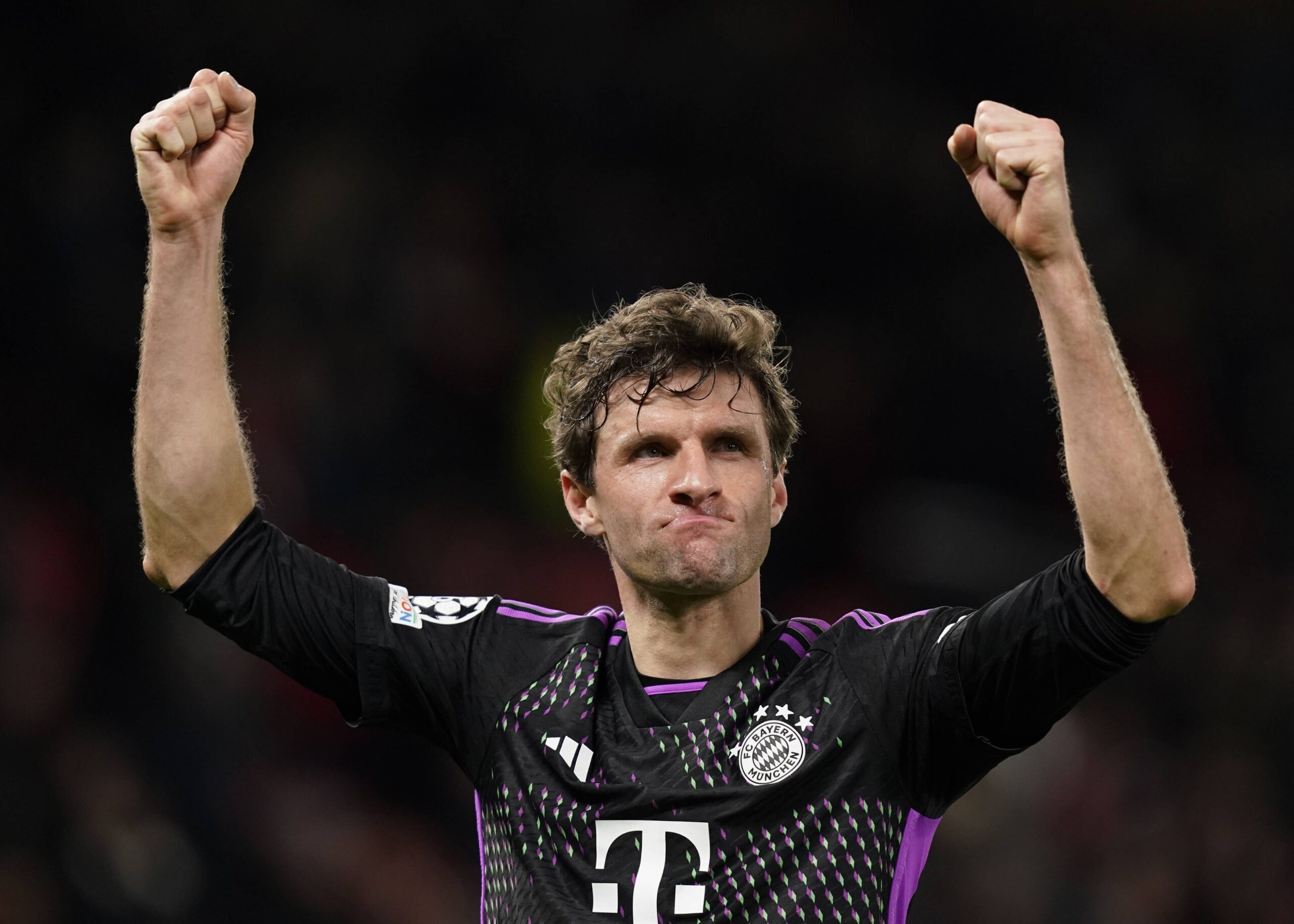 December 12, 2023, Manchester: Manchester, England, 12th December 2023. Thomas Muller of Bayern Munich celebrates the win during the UEFA Champions League match at Old Trafford, Manchester. (Credit Image: � Andrew Yates/CSM via ZUMA Press Wire) 
LIGA MISTRZOW UEFA PILKA NOZNA SEZON 2023/2024
FOT. ZUMA/newspix.pl / 400mm.pl

POLAND ONLY !!!
---
newspix.pl / 400mm.pl