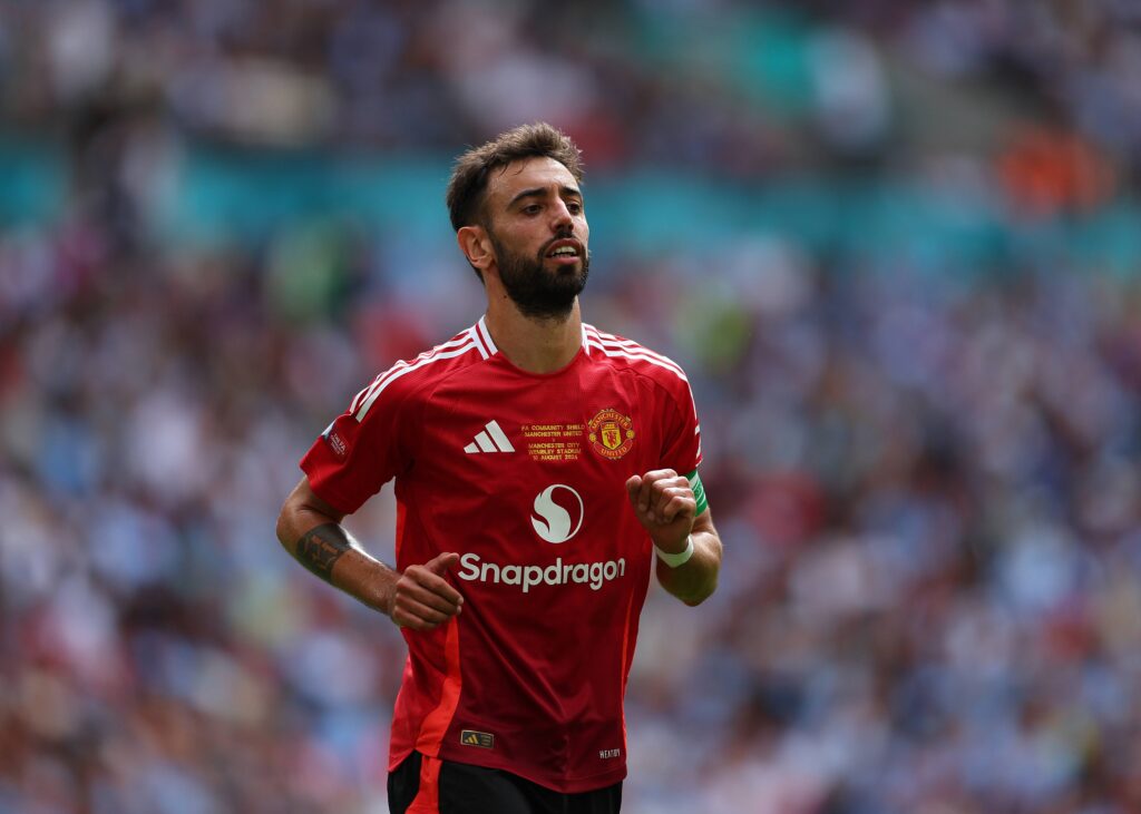 August 10, 2024, London, London, England: 10th August 2024;  Wembley Stadium, London, England; FA Community Shield Football, Manchester City versus Manchester United; Bruno Fernandes of Manchester United (Credit Image: © John Patrick Fletcher/Action Plus Sports via ZUMA Press Wire) 
TARCZA WSPOLNOTY LIGA ANGIELSKA PILKA NOZNA SEZON 2024/2025
FOT. ZUMA/newspix.pl / 400mm.pl

POLAND ONLY !!!
---
newspix.pl / 400mm.pl