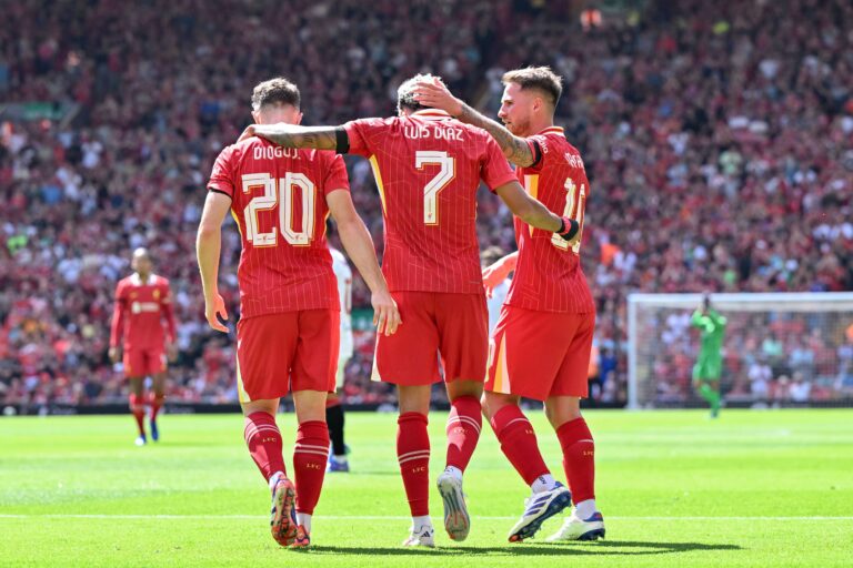 August 11, 2024, Liverpool, Merseyside, United Kingdom: Luis Diaz of Liverpool celebrates his goal to make it 2-0 Liverpool during the Pre-season friendly match Liverpool vs Sevilla at Anfield, Liverpool, United Kingdom, 11th August 2024. (Credit Image: © Cody Froggatt/News Images via ZUMA Press Wire) 
MECZ TOWARZYSKI PILKA NOZNA SEZON 2024/2025
FOT. ZUMA/newspix.pl / 400mm.pl

POLAND ONLY !!!
---
newspix.pl / 400mm.pl