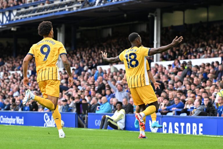 August 17, 2024, Liverpool, Merseyside, United Kingdom: Danny Welbeck of Brighton &amp; Hove Albion celebrates his goal to make it 0-2 Brighton during the Premier League match Everton vs Brighton and Hove Albion at Goodison Park, Liverpool, United Kingdom, 17th August 2024. (Credit Image: © Cody Froggatt/News Images via ZUMA Press Wire)
LIGA ANGIELSKA PILKA NOZNA SEZON 2024/2025
FOT. ZUMA/newspix.pl / 400mm.pl
POLAND ONLY!
---
newspix.pl / 400mm.pl