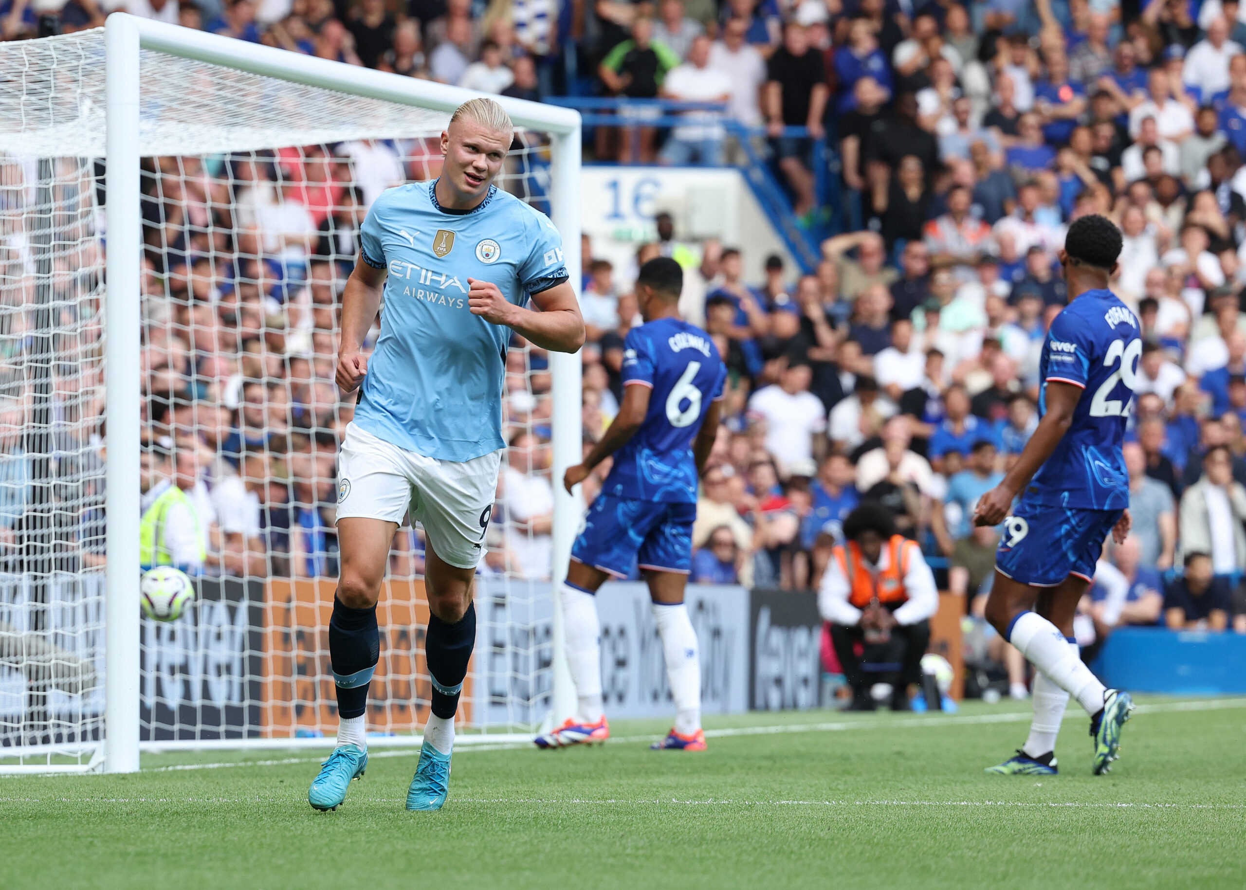 August 18, 2024, London: London, England, 18th August 2024. Manchester Cityâ€™s Erling Haaland celebrates after scoring to make it 1-0 during the Premier League match at Stamford Bridge, London. (Credit Image: � Paul Terry/CSM via ZUMA Press Wire)
LIGA ANGIELSKA PILKA NOZNA SEZON 2024/2025
FOT. ZUMA/newspix.pl / 400mm.pl
POLAND ONLY!
---
newspix.pl / 400mm.pl