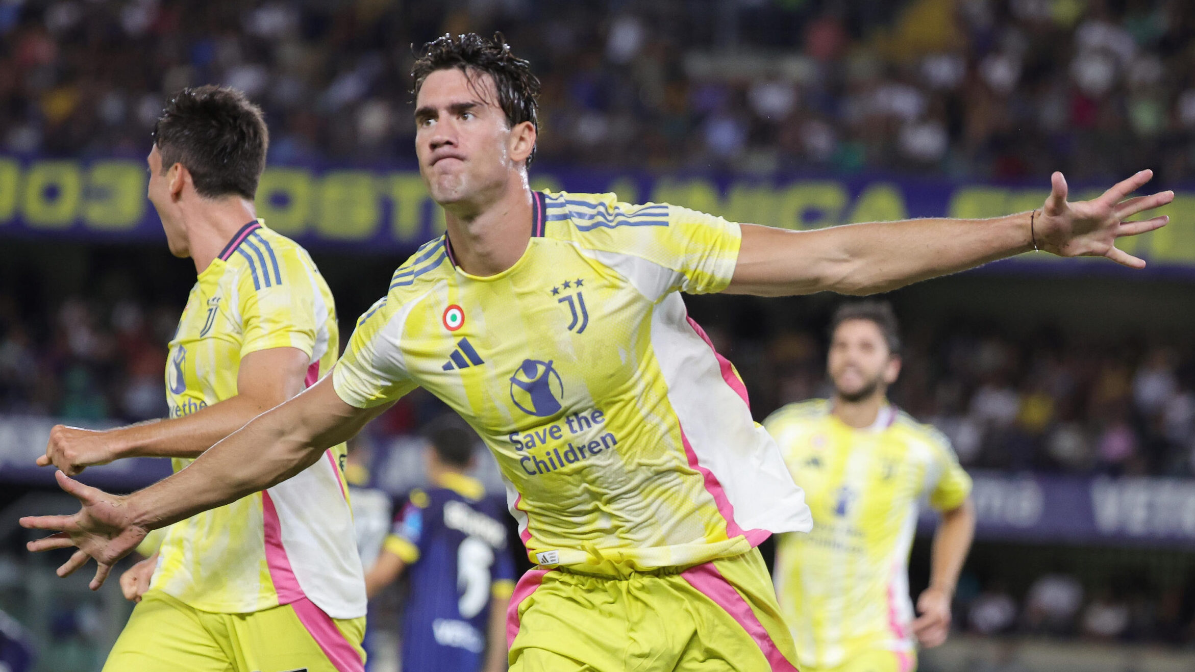 August 26, 2024, Verona: Juventus&#039; DuÅ¡an Vlahovi? jubilates after scoring the goal 0-1 during the Italian Serie A soccer match Hellas Verona vs Juventus FC at Bentegodi stadium in Verona, Italy, 26 August 2024..ANSA/EMANUELE PENNACCHIO (Credit Image: © ANSA via ZUMA Press) 
LIGA WLOSKA PILKA NOZNA SEZON 2024/2025
FOT. ZUMA/newspix.pl / 400mm.pl

POLAND ONLY !!!
---
newspix.pl / 400mm.pl