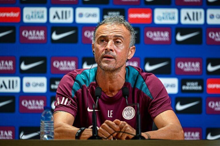 Luis ENRIQUE head coach of Paris Saint Germain (PSG) gives a press conference after the training Session of Paris Saint-Germain at Campus PSG on August 15, 2024 in Poissy, France. (Photo by Baptiste Fernandez/Icon Sport) 
LIGA FRANCUSKA PILKA NOZNA SEZON 2024/2025
KONFERENCJA PSG
FOT. ICON SPORT/newspix.pl / 400mm.pl

POLAND ONLY !!!
---
newspix.pl / 400mm.pl