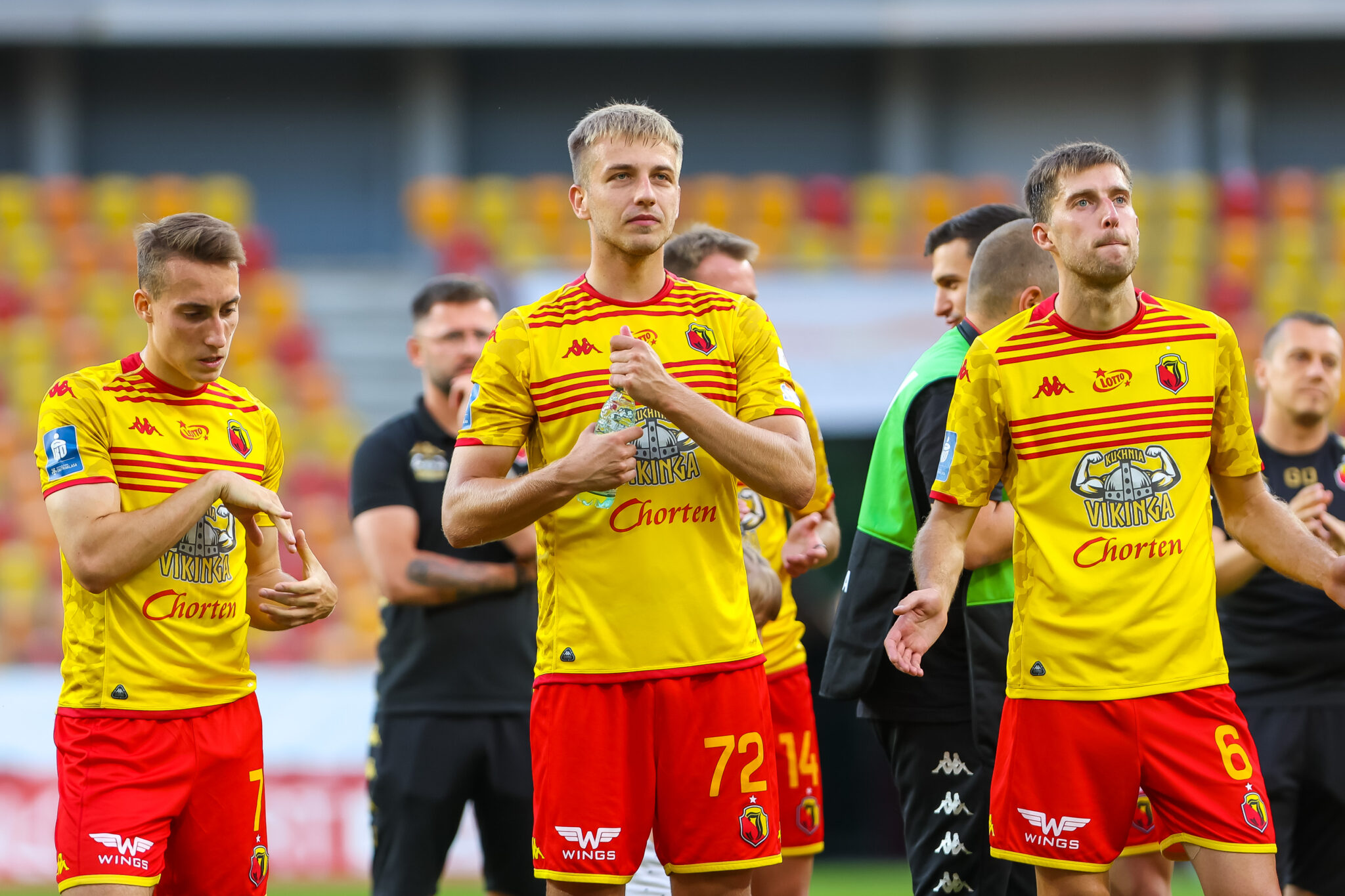 BIALYSTOK 03.08.2024
MECZ 3. KOLEJKA PKO EKSTRAKLASA SEZON 2024/25 --- POLISH FOOTBALL TOP LEAGUE MATCH: JAGIELLONIA BIALYSTOK - STAL MIELEC
DOMINIK MARCZUK  MATEUSZ SKRZYPCZAK  TARAS ROMANCZUK
FOT. MARCIN SELERSKI/400mm.pl