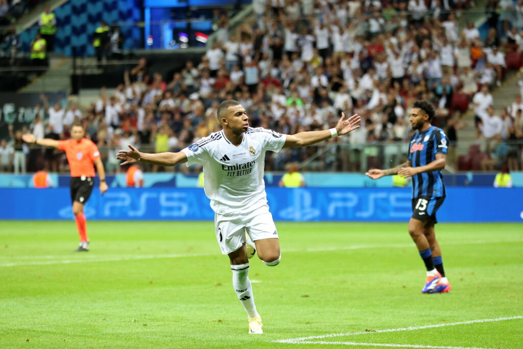 WARSZAWA 14.08.2024
MECZ O SUPERPUCHAR EUROPY 2024: REAL MADRYT - ATALANTA BERGAMO --- UEFA SUPER CUP 2024 FOOTBALL MATCH IN WARSAW: REAL MADRID - ATALANTA BC
KYLIAN MBAPPE
FOT. PIOTR KUCZA/400mm.pl