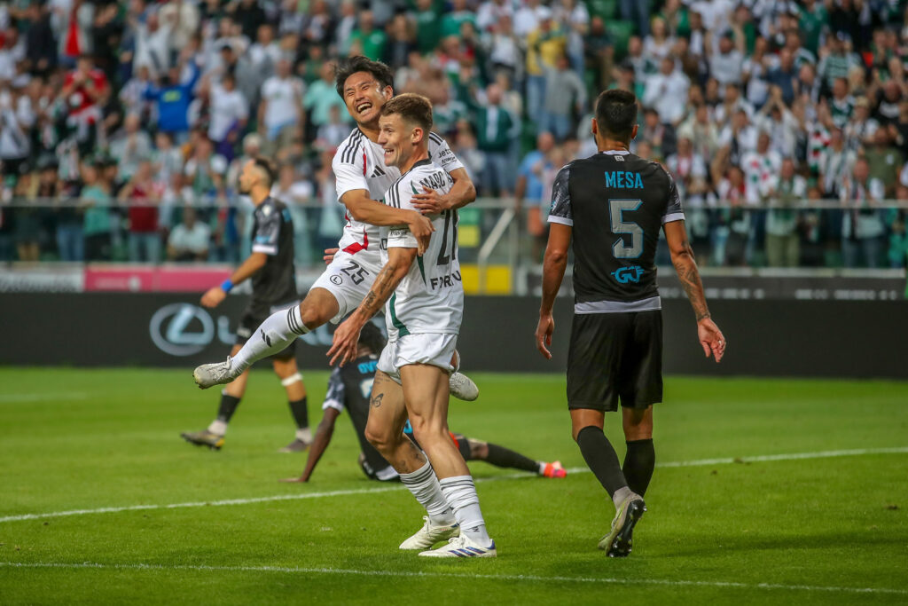 WARSZAWA 22.08.2024
PIERWSZY MECZ IV RUNDA ELIMINACYJNA LIGA KONFERENCJI SEZON 2024/25 --- UEFA CONFERENCE LEAGUE FOURTH QUALIFYING ROUND FIRST MATCH IN WARSAW: LEGIA WARSZAWA - DRITA GNJILANE
RYOYA MORISHITA  MARC GUAL  RADOSC
FOT. MARCIN SZYMCZYK/400mm.pl