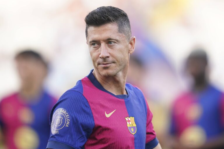 Robert Lewandowski of FC Barcelona during the Joan Gamper Trophy match between FC Barcelona and AS Monaco FC played at Luis Companys Stadium on August, 2024 in Barcelona Spain. (Photo by Sergio Ruiz / PRESSINPHOTO) 
TROFEUM JOANA GAMPERA PILKA NOZNA SEZON 2024/2025
FOT. PRESSINPHOTO/newspix.pl / 400mm.pl

POLAND ONLY !!!
---
newspix.pl / 400mm.pl