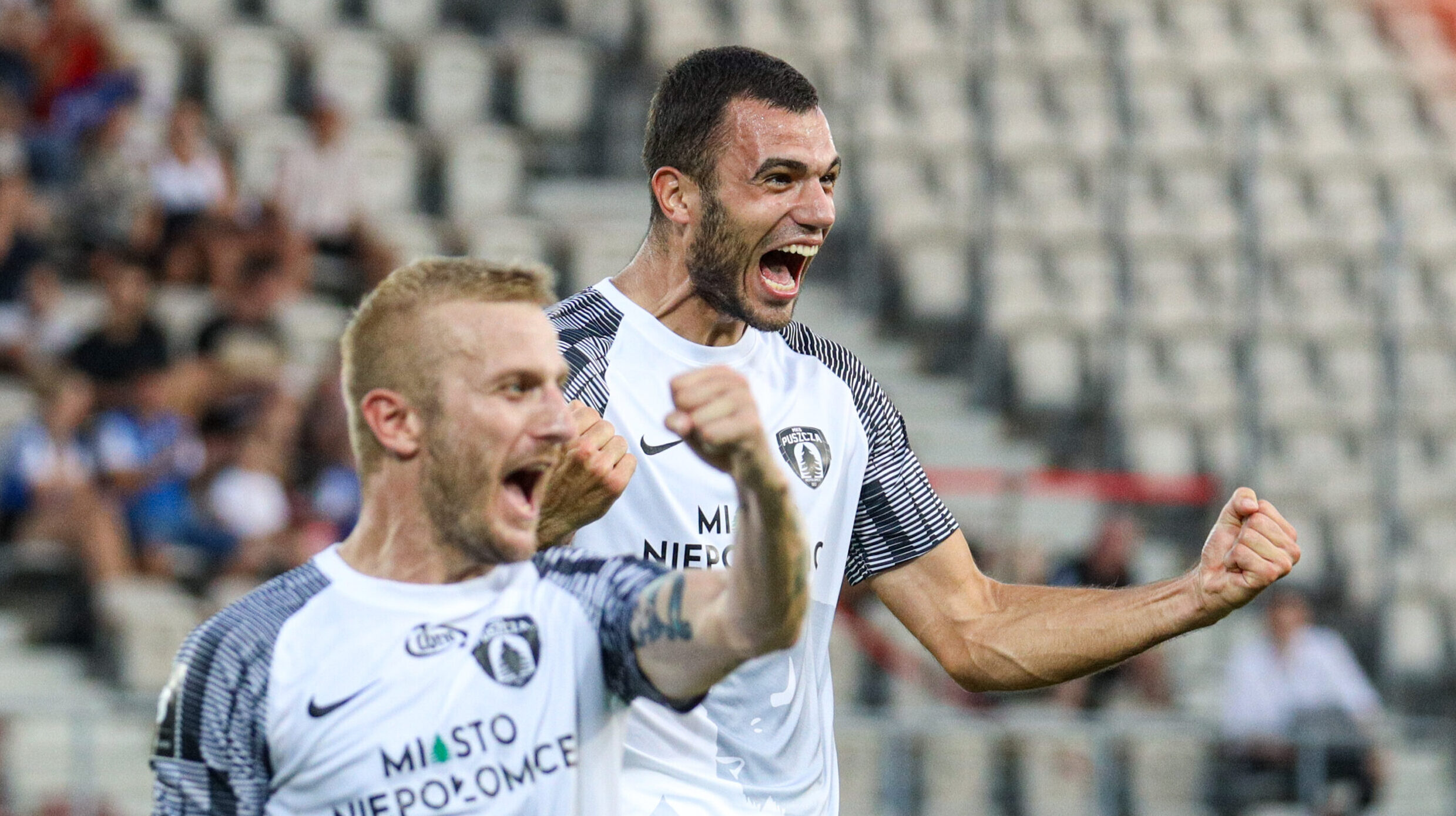 KRAKOW 16.08.2024
MECZ 5 KOLEJKA PKO EKSTRAKLASA  SEZON 2024/2025 -- POLISH FOOTBALL FIRST LEAGUE MATCH: Puszcza Niepolomice - Lechia Gdansk
NZ RADOSC PO GOLU CELEBRATION AFTER GOAL ROMAN YAKUBA
FOT. JACEK STANISLAWEK / 400mm.pl