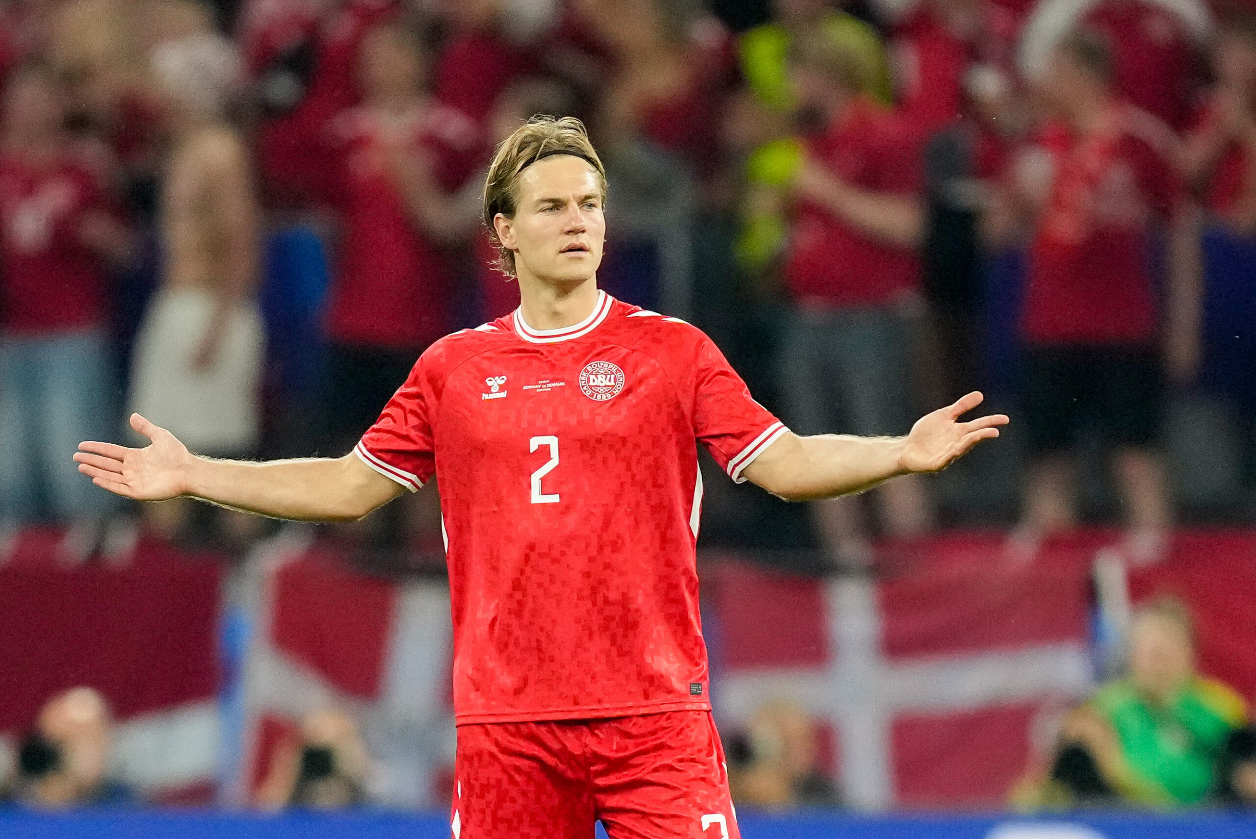 Joachim Andersen (Denmark) gestikuliert waehrend des Achtelfinalspiels der UEFA EURO 2024 zwischen Deutschland und  Dänemark, BVB Stadion Dortmund am 29. June 2024 in Dortmund, Deutschland. (Foto von Alex Gottschalk/DeFodi Images)     

Joachim Andersen (Denmark) gestures during the UEFA EURO 2024 - Round of 16 match between Germany and Denmark at BVB Stadium Dortmund on June 29, 2024 in Dortmund, Germany. (Photo by Alex Gottschalk/DeFodi Images)  
MISTRZOSTWA EUROPY W PILCE NOZNEJ EURO 2024 MECZ NIEMCY VS DANIA
FOT.DEFODI IMAGES/newspix.pl / 400mm.pl
POLAND ONLY!

---
newspix.pl / 400mm.pl