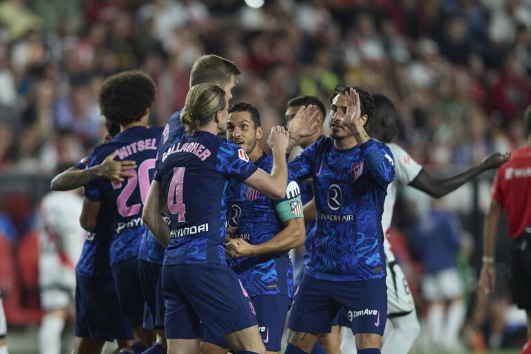 Conor Gallagher (Atletico de Madrid) celebrates after scoring his team‘s first goal with team mates during the LaLiga match between Rayo Vallecano and Atletico Madrid at Campo de Fútbol de Vallecas on September 22, 2024 in Madrid, Spain.   (Photo by Manu Reino/DeFodi Images)  
LIGA HISZPANSKA PILKA NOZNA SEZON 2024/2025
FOT. DEFODI IMAGES/newspix.pl / 400mm.pl

POLAND ONLY !!
---
newspix.pl / 400mm.pl