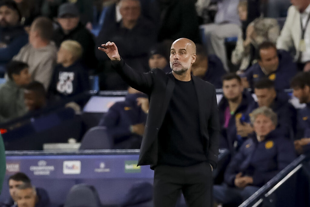 Trainer Pep Guardiola (Manchester City) gestures during the UEFA Champions League 2024/25 League Phase MD1 match between Manchester City and FC Internazionale Milano at Etihad Stadium on September 18, 2024 in Manchester, England.   (Photo by Ryan Crockett/DeFodi Images)  
LIGA MISTRZOW UEFA PILKA NOZNA SEZON 2024/2025
FOT. DEFODI IMAGES/newspix.pl / 400mm.pl

POLAND ONLY !!
---
newspix.pl / 400mm.pl