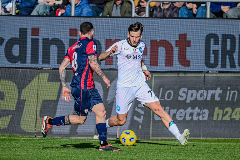 February 25, 2024, Cagliari, Italia: quot;Foto Gianluca Zuddas/LaPresse.25-02-2024 Cagliari, Italia - Sport, calcio - Cagliari vs Napoli - Campionato italiano di calcio Serie A TIM 2023/2024 - Stadio Unipol Domus. Nella foto:  Khvicha Kvaratskhelia (centrocampista Napoli)..February 25, 2024 Cagliari, Italy - Sport, soccer - Cagliari vs Napoli - Campionato italiano di calcio Serie A TIM 2023/2024 - Unipol Domus Stadium. In the pic:  Khvicha Kvaratskhelia (midfielder Napoli)&quot; (Credit Image: © Gianluca Zuddas/LaPresse via ZUMA Press)
LIGA WLOSKA PILKA NOZNA SEZON 2023/2024
FOT. ZUMA/newspix.pl / 400mm.pl
POLAND ONLY!
---
newspix.pl / 400mm.pl