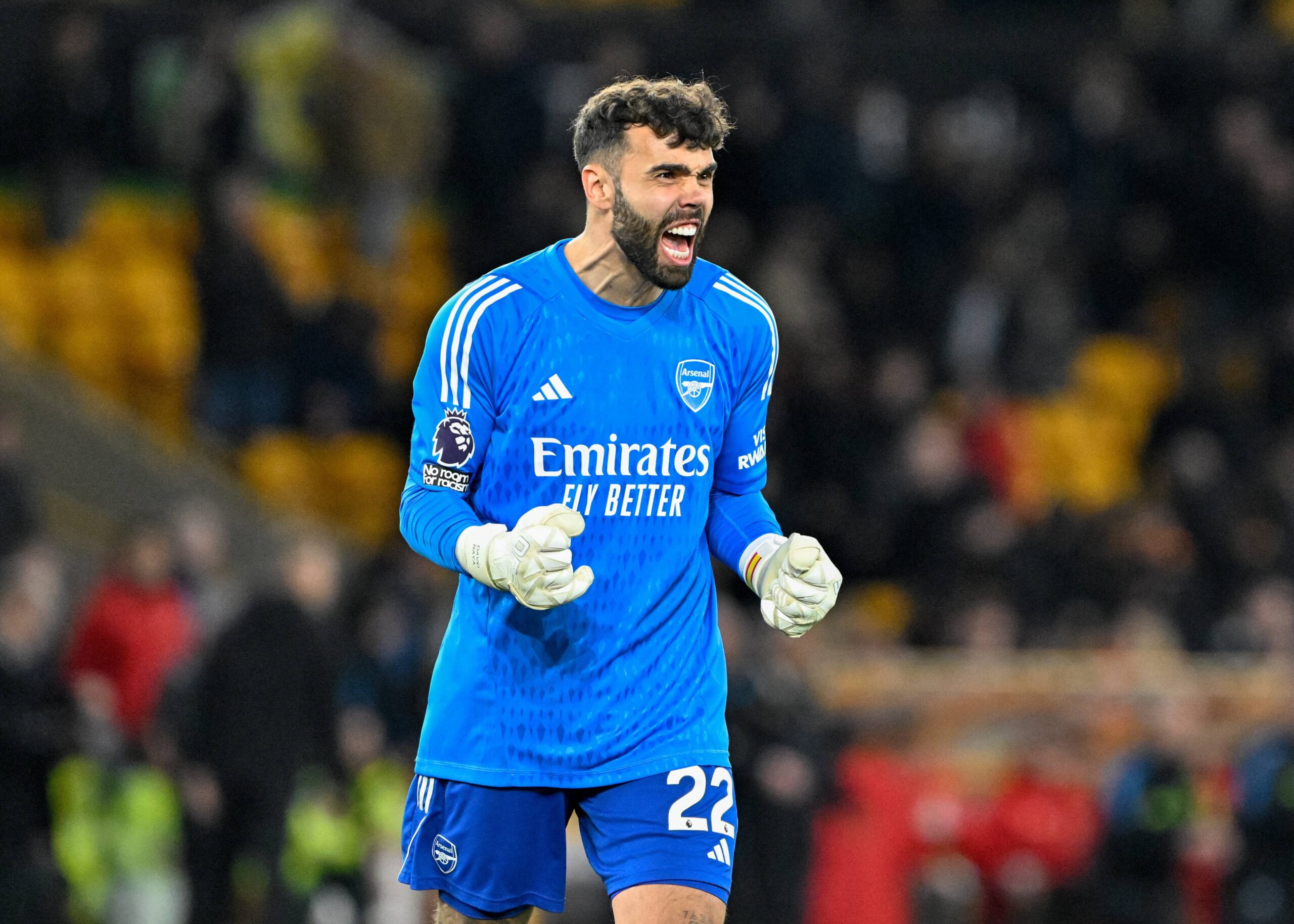 April 20, 2024, Wolverhampton, West Midlands, United Kingdom: David Raya of Arsenal celebrates the full time result, during the Premier League match Wolverhampton Wanderers vs Arsenal at Molineux, Wolverhampton, United Kingdom, 20th April 2024. (Credit Image: © Cody Froggatt/News Images via ZUMA Press Wire) 
LIGA ANGIELSKA PILKA NOZNA SEZON 2023/2024
FOT. ZUMA/newspix.pl / 400mm.pl

POLAND ONLY !!!
---
newspix.pl / 400mm.pl