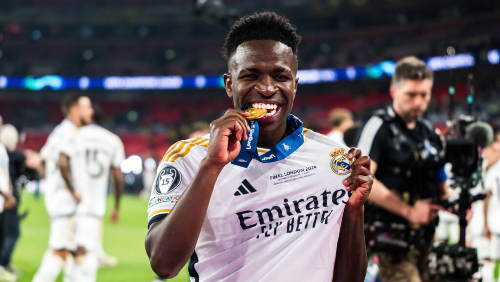 June 1, 2024, London, United Kingdom: 240601 Vinicius Junior of Real Madrid celebrates after the UEFA Champions League final between Dortmund and Real Madrid on June 1, 2024 in London. .Photo: Petter Arvidson / BILDBYRÃ…N / kod PA / PA0818.fotboll football soccer fotball champions league final dortmund real madrid bbeng bbauto jubel (Credit Image: © Petter Arvidson/Bildbyran via ZUMA Press) 
LIGA MISTRZOW UEFA PILKA NOZNA SEZON 2023/2024
FOT. ZUMA/newspix.pl / 400mm.pl

POLAND ONLY !!!
---
newspix.pl / 400mm.pl