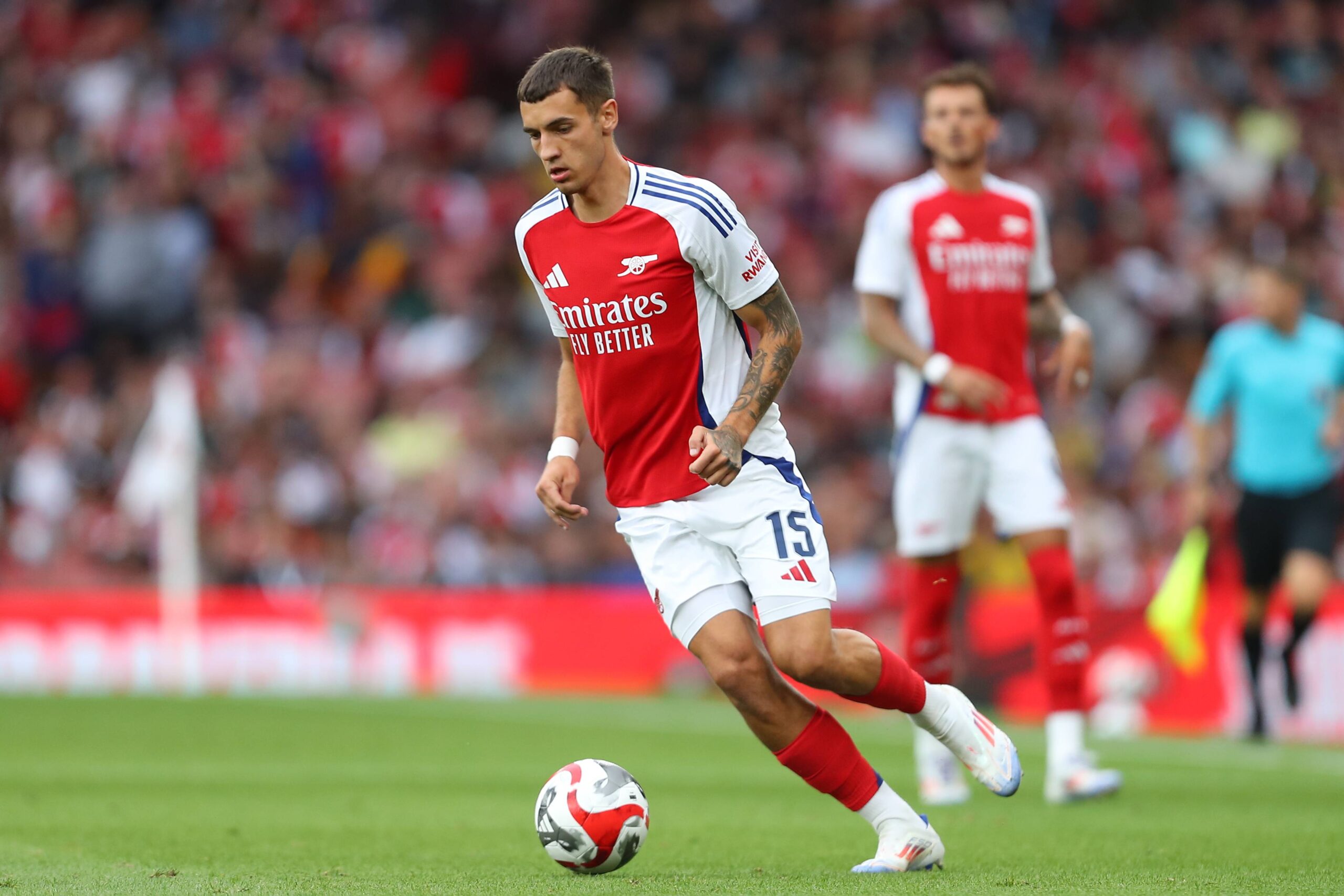 August 7, 2024, Islington, London, England: 7th August  2024; Emirates Stadium, London, England; Pre Season Football Friendly, Arsenal versus Bayer Leverkusen; Jakub Kiwior of Arsenal (Credit Image: © Katie Chan/Action Plus Sports via ZUMA Press Wire) 
PILKA NOZNA MECZ TOWARZYSKI
FOT. ZUMA/newspix.pl / 400mm.pl
POLAND ONLY!
---
newspix.pl / 400mm.pl