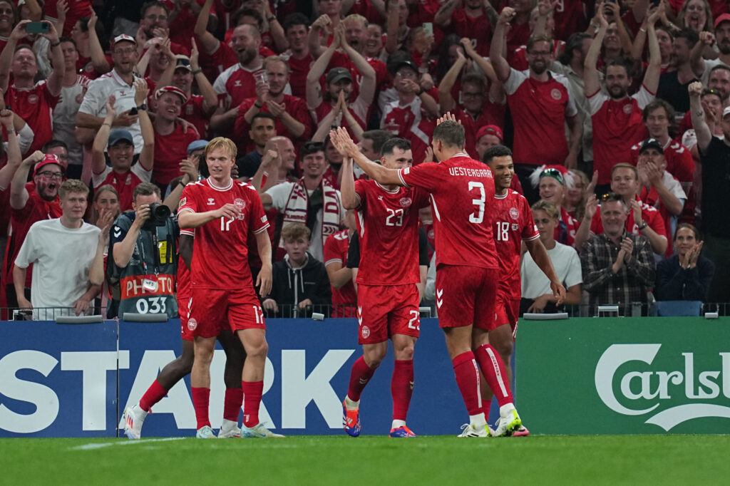 September 05 2024: Pierre-Emile HÃ¸jbjerg of Denmark celebrates the second goal during a UEFA Nations League game, Denmark vs Switzerland, at Parken, Copenhagen, Denmark. Ulrik Pedersen/CSM (Credit Image: � Ulrik Pedersen/CSM via ZUMA Press Wire) 
LIGA NARODOW UEFA PILKA NOZNA SEZON 2024/2025
DANIA v SZWAJCARIA
FOT. ZUMA/newspix.pl / 400mm.pl

POLAND ONLY !!!
---
newspix.pl / 400mm.pl