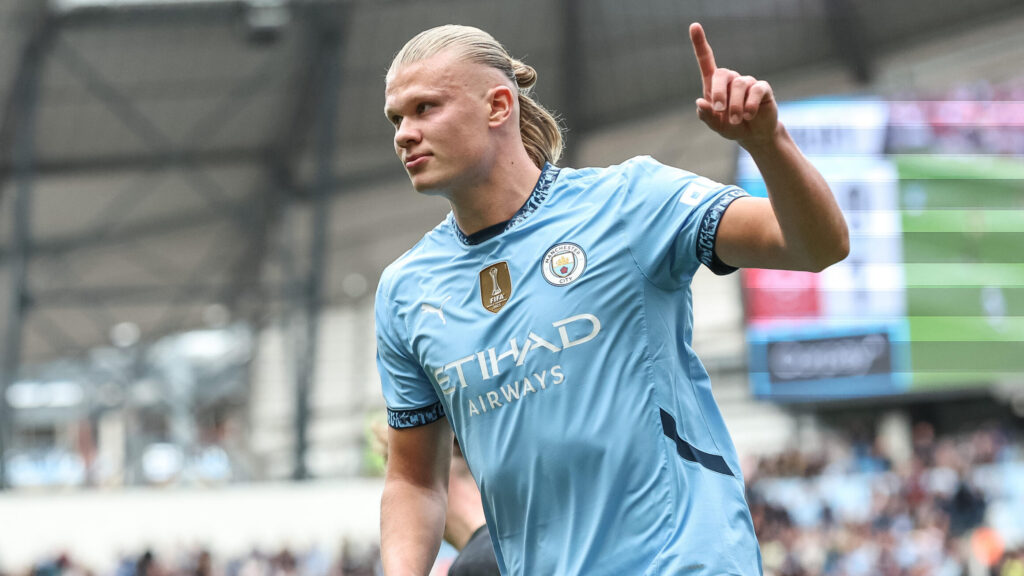 September 14, 2024, Manchester, Manchester, United Kingdom: Erling Haaland of Manchester City celebrates his goal to make it 1-1 during the Premier League match Manchester City vs Brentford at Etihad Stadium, Manchester, United Kingdom, 14th September 2024. (Credit Image: © Mark Cosgrove/News Images via ZUMA Press Wire)
LIGA ANGIELSKA PILKA NOZNA SEZON 2024/2025
FOT. ZUMA/newspix.pl / 400mm.pl
POLAND ONLY!
---
newspix.pl / 400mm.pl