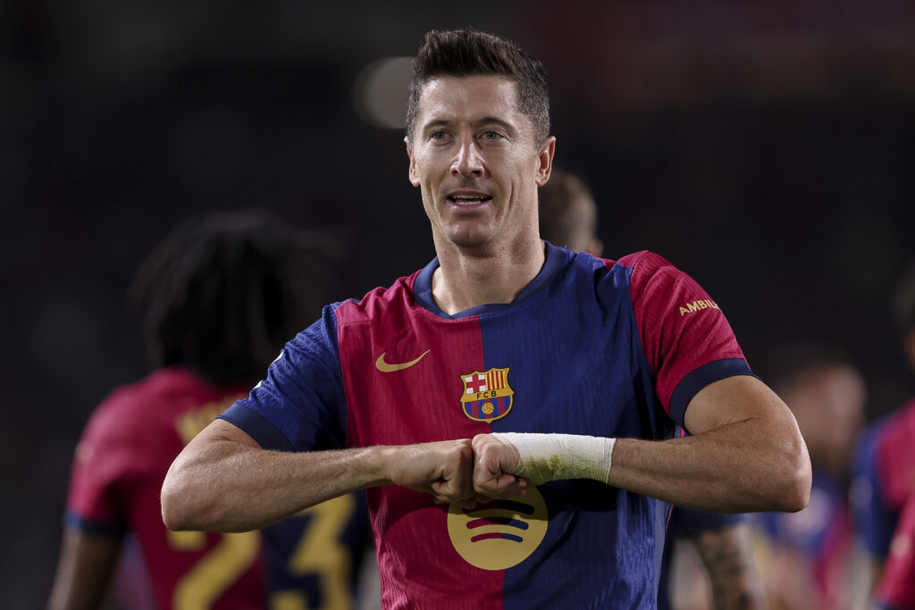 September 25, 2024, Barcelona, Spain: BARCELONA, SPAIN - SEPTEMBER 25: .Robert Lewandowski of FC Barcelona celebrates a goal during the Liga EA Sports match between FC Barcelona and Getafe CF at the Estadi Olimpic Lluis Companys on September 25, 2024 in Barcelona, Spain (Credit Image: © Gerard Franco/DAX via ZUMA Press Wire) 
LIGA HISZPANSKA PILKA NOZNA SEZON 2024/2025
FOT. ZUMA/newspix.pl / 400mm.pl

POLAND ONLY !!!
---
newspix.pl / 400mm.pl