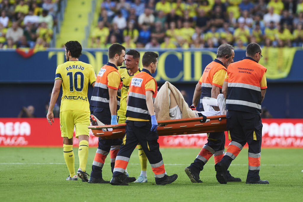 Marc Andre Ter Stegen (FC Barcelona) is injured during the LaLiga match between Villarreal CF and FC Barcelona at La CerĂˇmica on September 22, 2024 in Villarreal, Spain.  
LIGA HISZPANSKA PILKA NOZNA SEZON 2024/2025
FOT. DEFODI IMAGES/newspix.pl / 400mm.pl

POLAND ONLY !!
---
newspix.pl / 400mm.pl