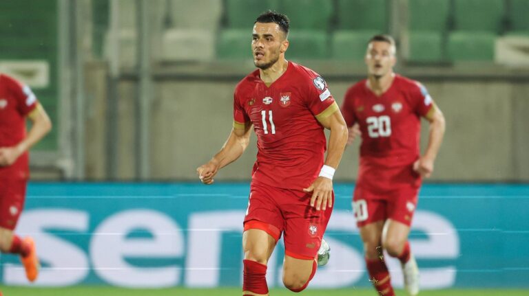 Serbia&#039;s Filip Kostic in action during UEFA Euro 2024 group G qualifying football match between Serbia and Bulgaria on June 20, in Razgrad, Bulgaria. (Photo by Pedja Milosavljevic/DeFodi Images)  
UEFA ELIMINACJE DO MISTRZOSTW EUROPY W PILCE NOZNEJ PILKA NOZNA
BULGARIA vs SERBIA
FOT. DEFODI IMAGES/newspix.pl / 400mm.pl

POLAND ONLY !!!
---
newspix.pl / 400mm.pl