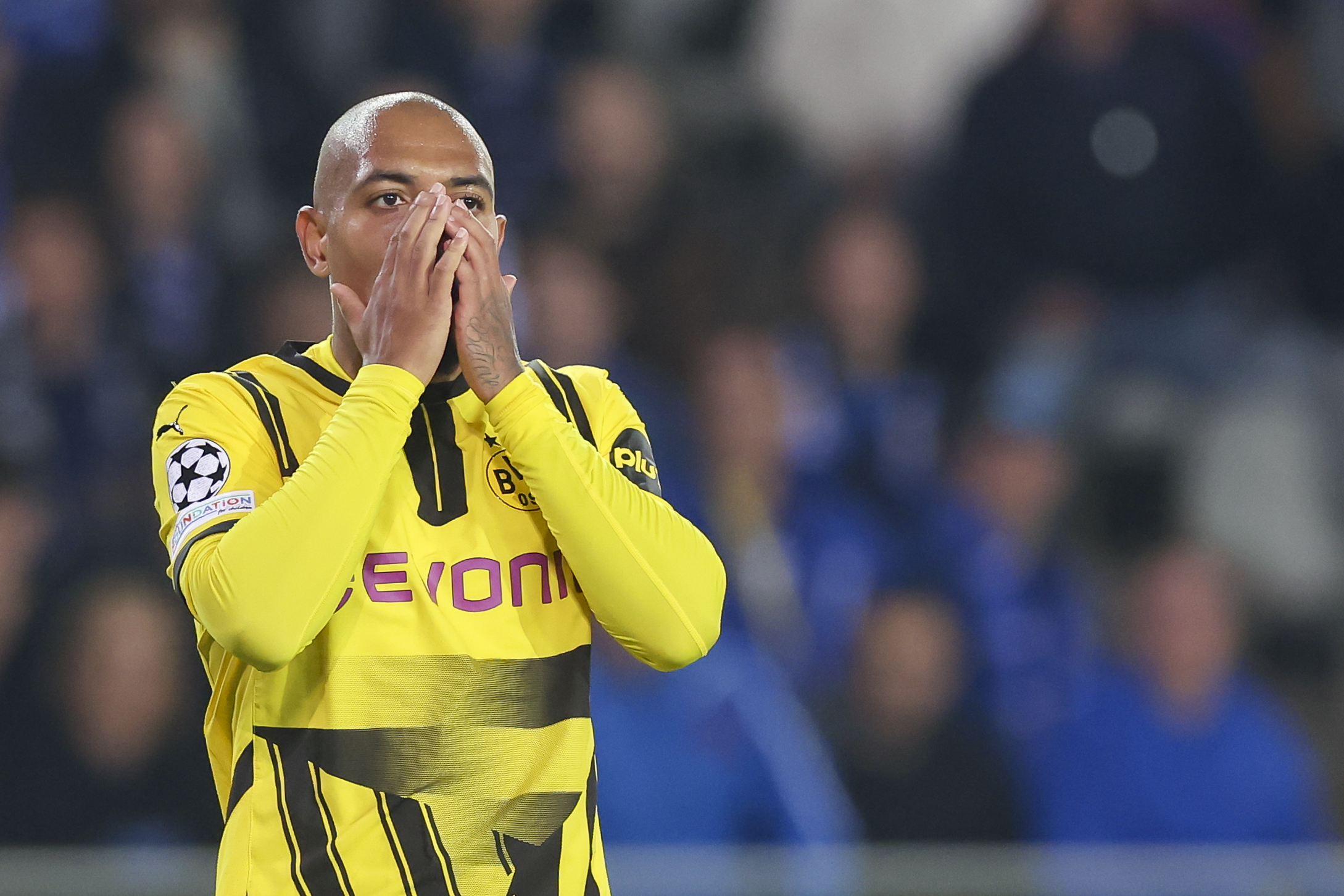 Donyell Malen (Borussia Dortmund) looks dejected during the UEFA Champions League 2024/25 League Phase MD1 match between Club Brugge KV and Borussia Dortmund at Jan Breydel Stadium on September 18, 2024 in Bruges, Belgium.  (Photo by Marco Steinbrenner/DeFodi Images) 
LIGA MISTRZOW UEFA PILKA NOZNA SEZON 2024/2025
FOT. DEFODI IMAGES/newspix.pl / 400mm.pl

POLAND ONLY !!
---
newspix.pl / 400mm.pl