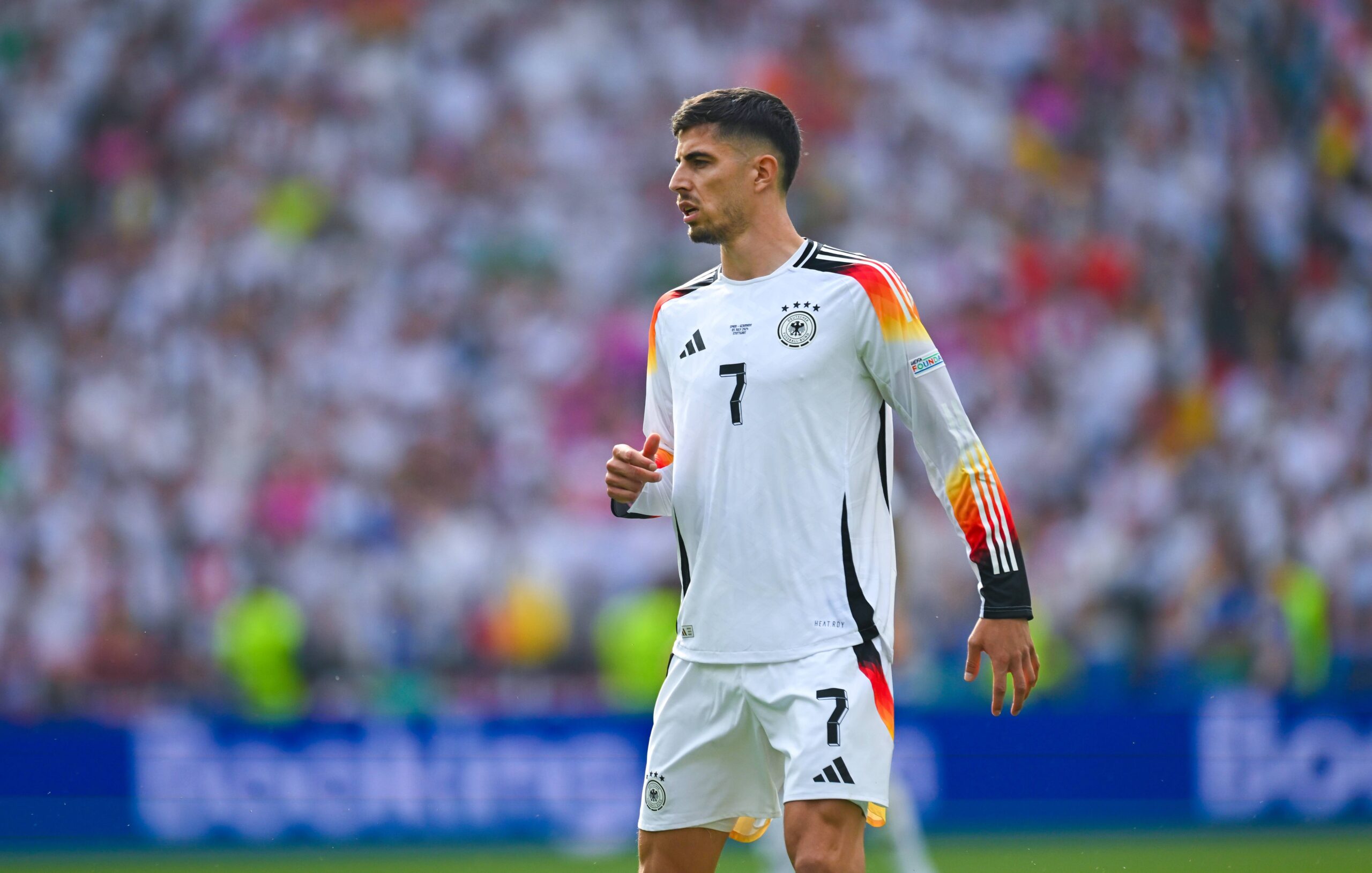 Kai Havertz (Germany) in Aktion, UEFA EURO 2024 - Quarter-final, Spain vs Germany, Arena Stuttgart am 05. July 2024 in Stuttgart, Deutschland. (Foto von Silas Schueller/DeFodi Images)

Kai Havertz (Germany) controls the ball, UEFA EURO 2024 - Quarter-final, Spain vs Germany, Arena Stuttgart on July 5, 2024 in Stuttgart, Germany. (Photo by Silas Schueller/DeFodi Images)  
PILKA NOZNA EURO MISTRZOSTWA EUROPY NIEMCY - HISZPANIA
FOT. DEFODI IMAGES/newspix.pl / 400mm.pl
POLAND ONLY!
---
newspix.pl / 400mm.pl