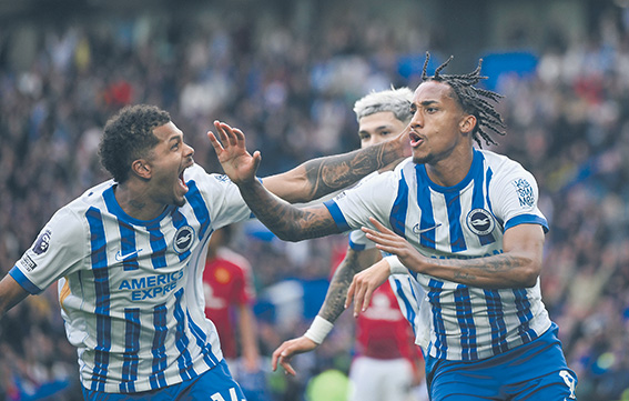 Football - 2024 / 2025 Premier League - Brighton &amp; Hove Albion vs Manchester United, ManU - Amex Stadium - Saturday 24th August 2024. Brighton &amp; Hove Albion s Joao Pedro celebrates scoring his side s second goal. COLORSPORT / ASHLEY WESTERN,Image: 901649754, License: Rights-managed, Restrictions: PUBLICATIONxNOTxINxUK, Model Release: no, Credit line: IMAGO / imago sport / Forum